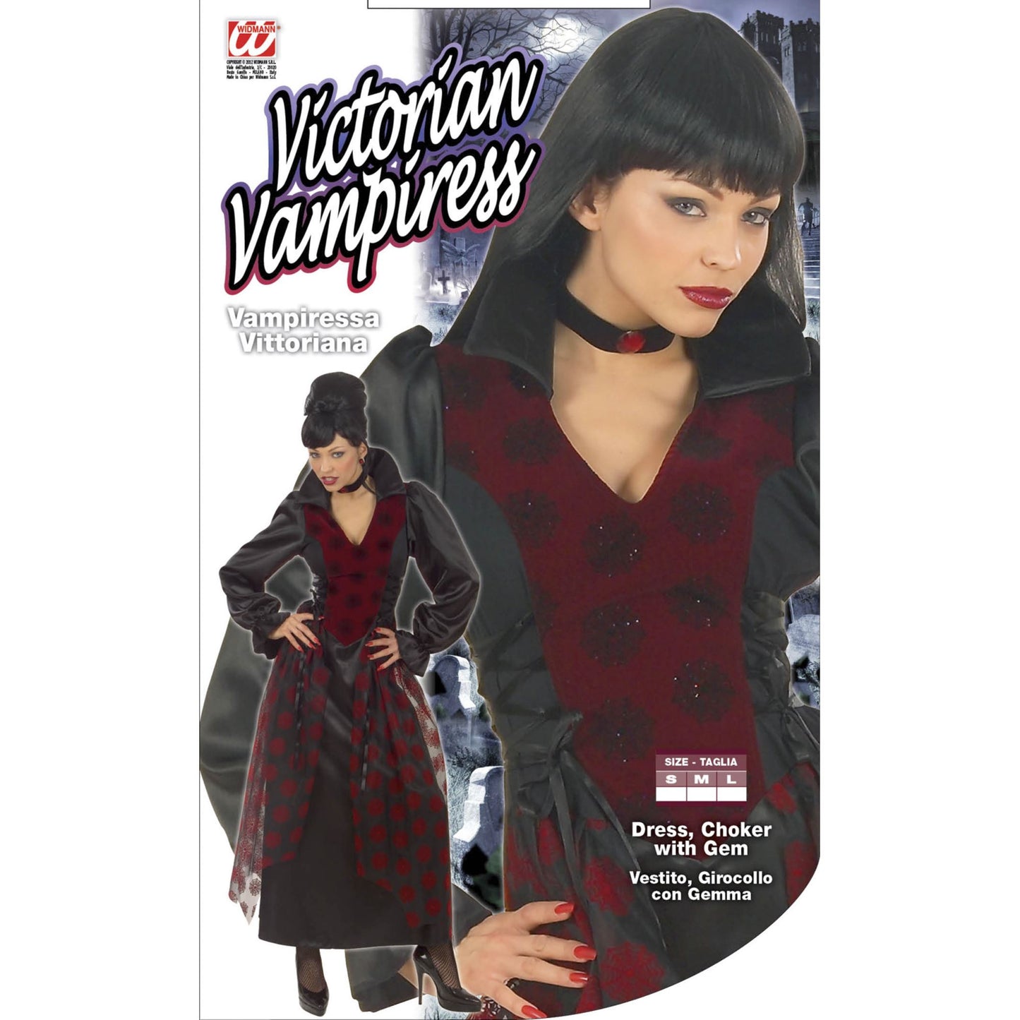 "VIKTORIANISCHE VAMPIRIN" (Kleid, Halsband mit Juvel) – Detailansicht