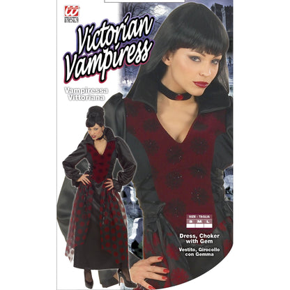 "VIKTORIANISCHE VAMPIRIN" (Kleid, Halsband mit Juvel) – Detailansicht