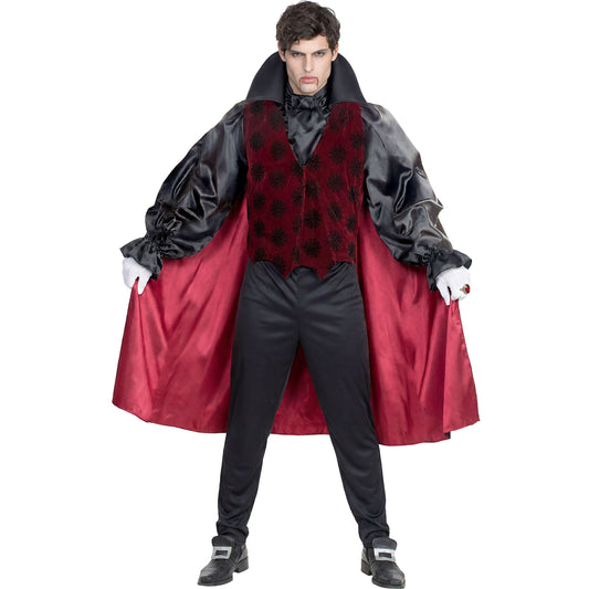 "VIKTORIANISCHER VAMPIR" (Hemd mit Weste, Jabot, Hose, Umhang) – Vorderansicht