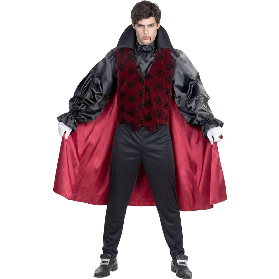 "VIKTORIANISCHER VAMPIR" (Hemd mit Weste, Jabot, Hose, Umhang) – Vorderansicht