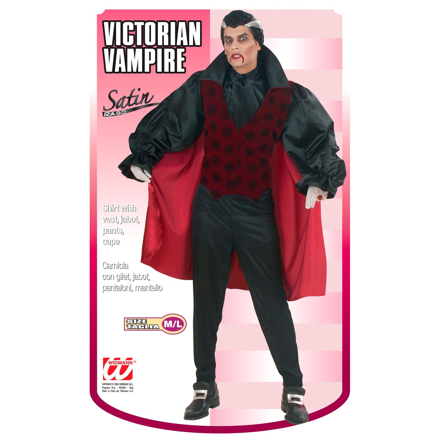 "VIKTORIANISCHER VAMPIR" (Hemd mit Weste, Jabot, Hose, Umhang) – Detailansicht