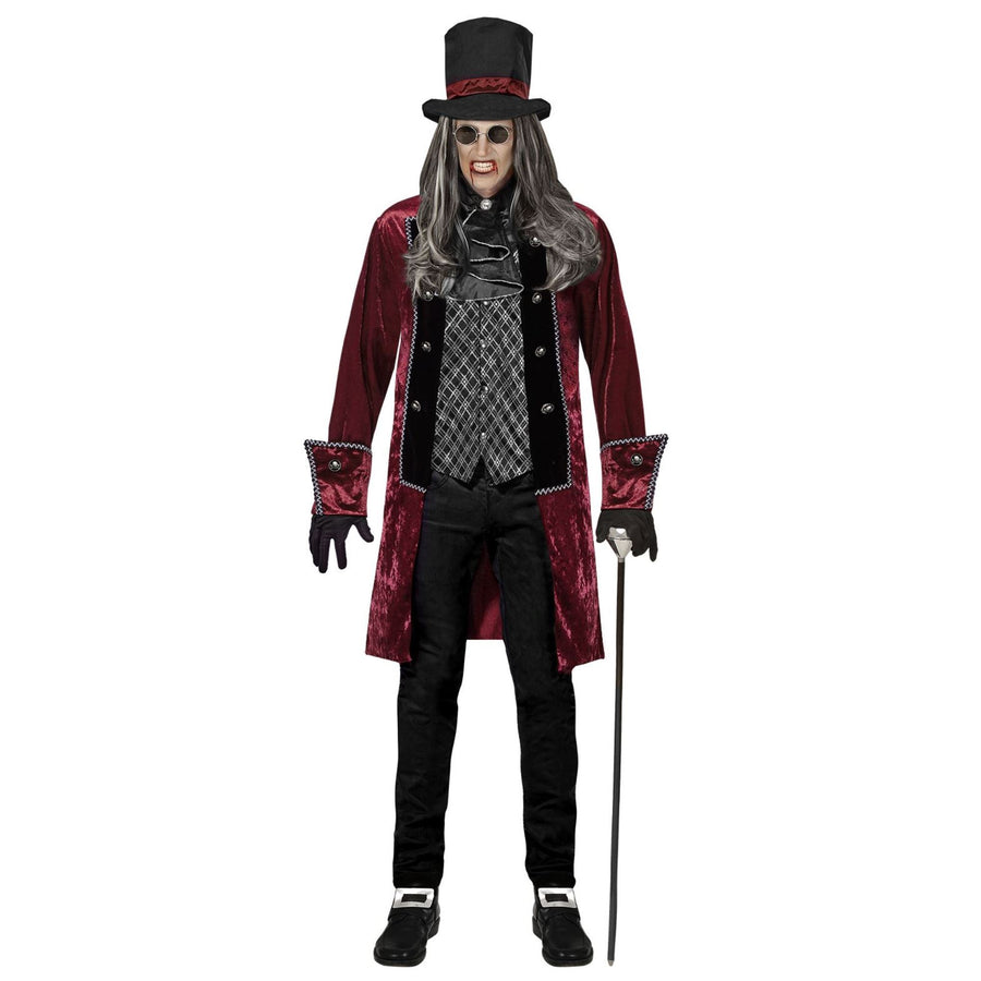 "VIKTORIANISCHER VAMPIR" (Jacke mit Weste, Jabot, Handschuhe, Hut) – Vorderansicht
