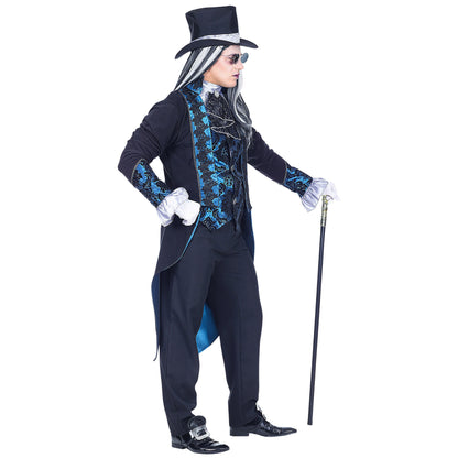 "VIKTORIANISCHER VAMPIR" (Jackett mit Weste, Hemd & Jabot, Hose, Zylinder) – Detailansicht