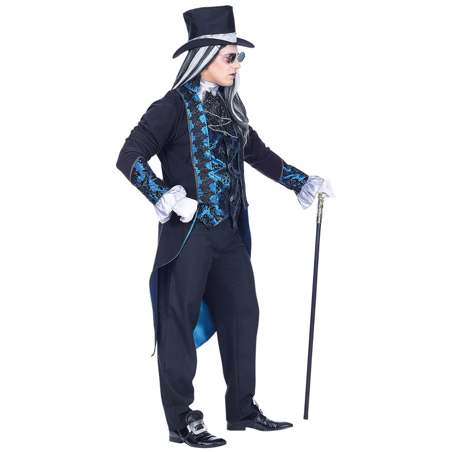 "VIKTORIANISCHER VAMPIR" (Jackett mit Weste, Hemd & Jabot, Hose, Zylinder) – Detailansicht