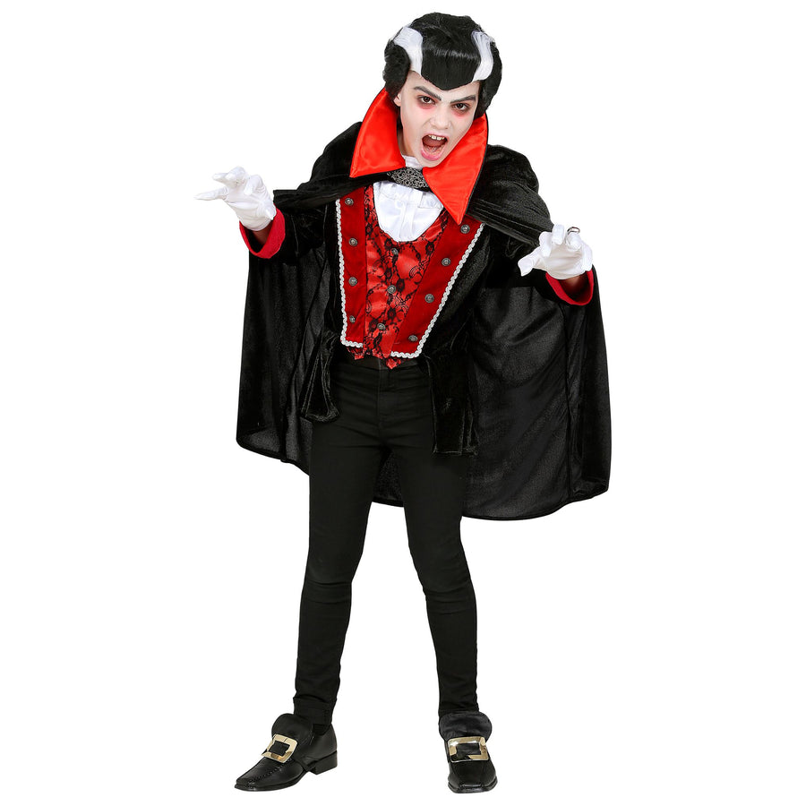 "VIKTORIANISCHER VAMPIR" (Oberteil mit Weste, Jabot, Umhang) – Vorderansicht
