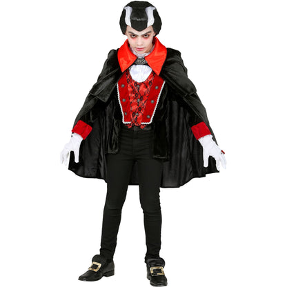 "VIKTORIANISCHER VAMPIR" (Oberteil mit Weste, Jabot, Umhang) – Detailansicht