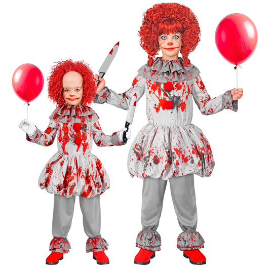 "VINTAGE-HORROR-CLOWN" (Kleid, Halskrause, Schuhüberzieher) – Vorderansicht