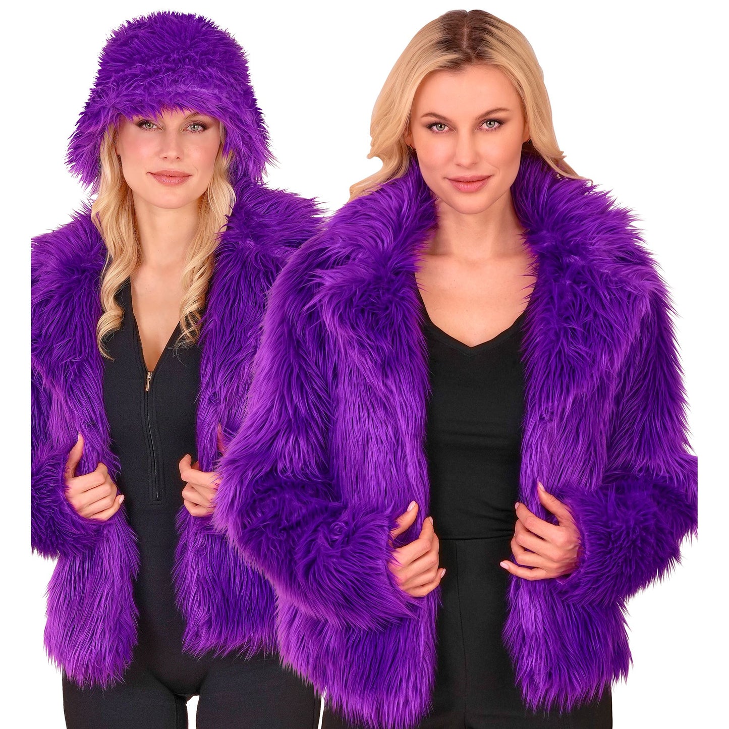 "VIOLETTE DAMEN PLÜSCHJACKE" – Vorderansicht