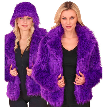 "VIOLETTE DAMEN PLÜSCHJACKE" – Vorderansicht