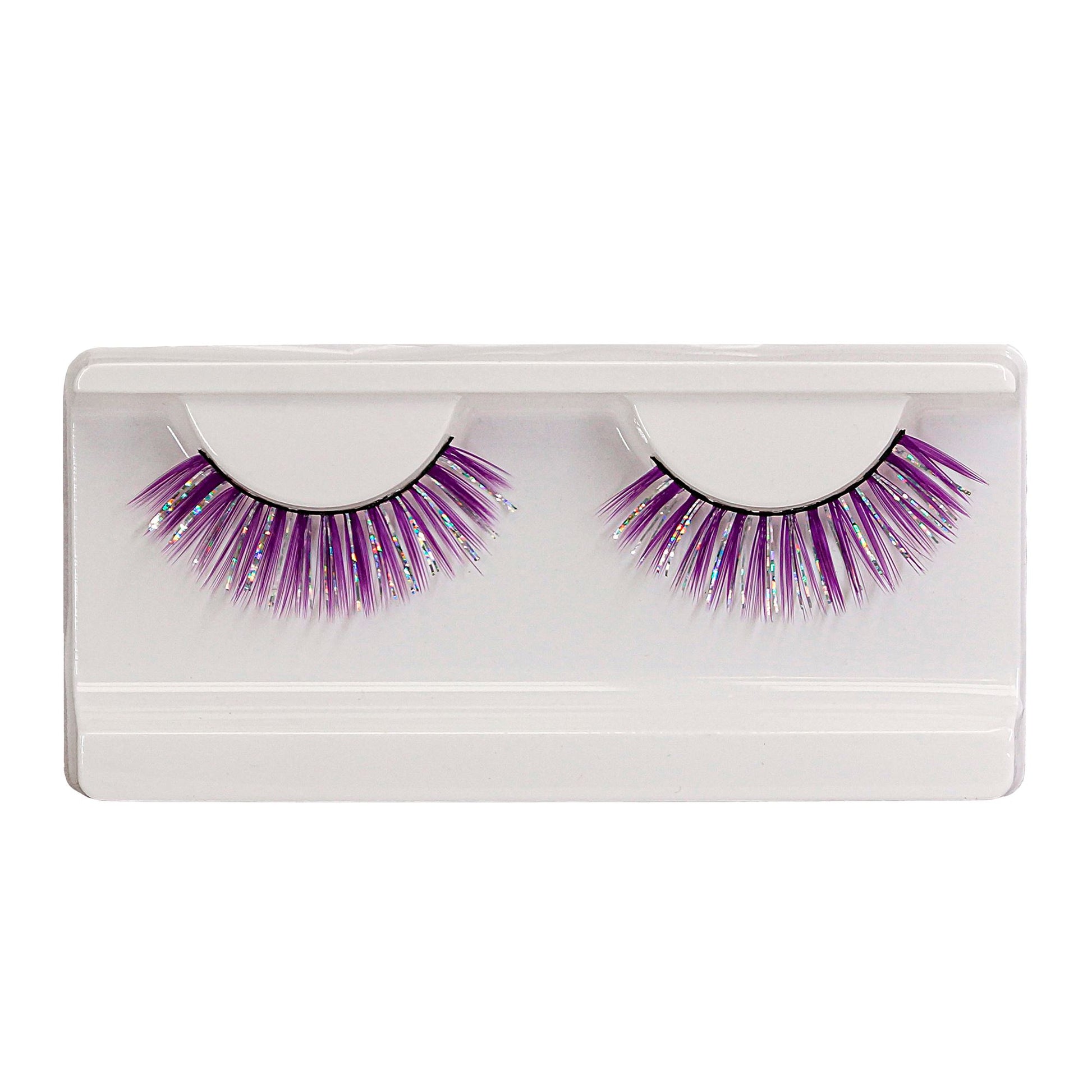 "VIOLETTE HOLOGRAPHISCHE FASHION WIMPERN" mit Klebstofftube – Detailansicht