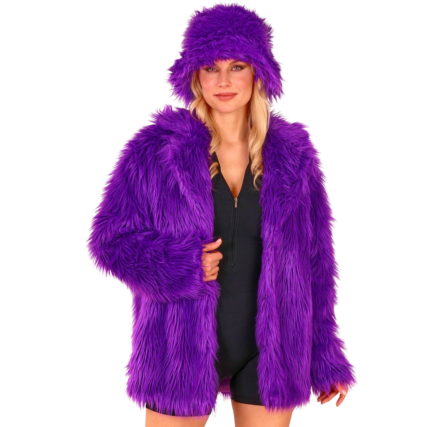 "VIOLETTE PLÜSCHJACKE" – Ansicht 3