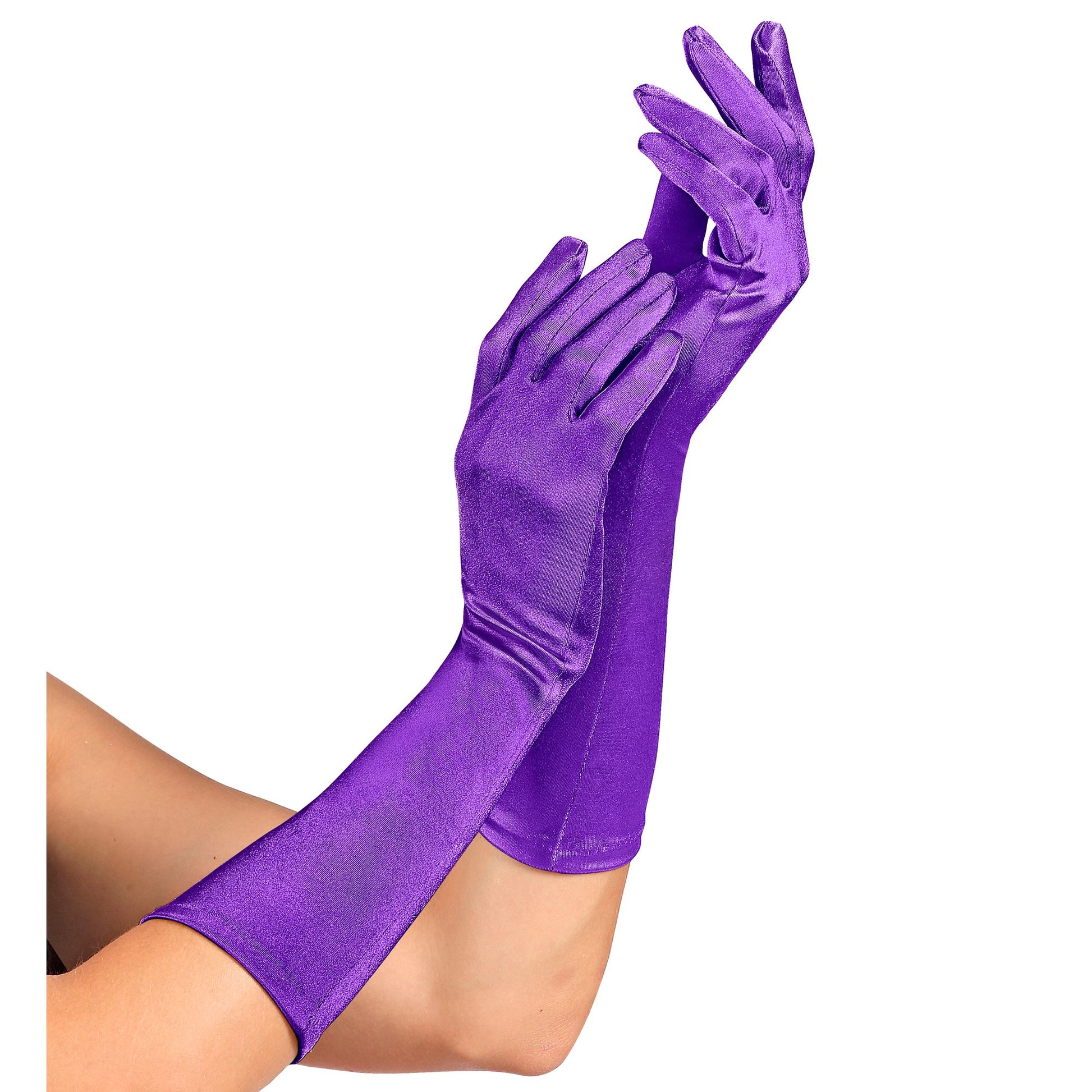 "VIOLETTE SATIN HANDSCHUHE IN ELASTHAN" 40 cm – Vorderansicht