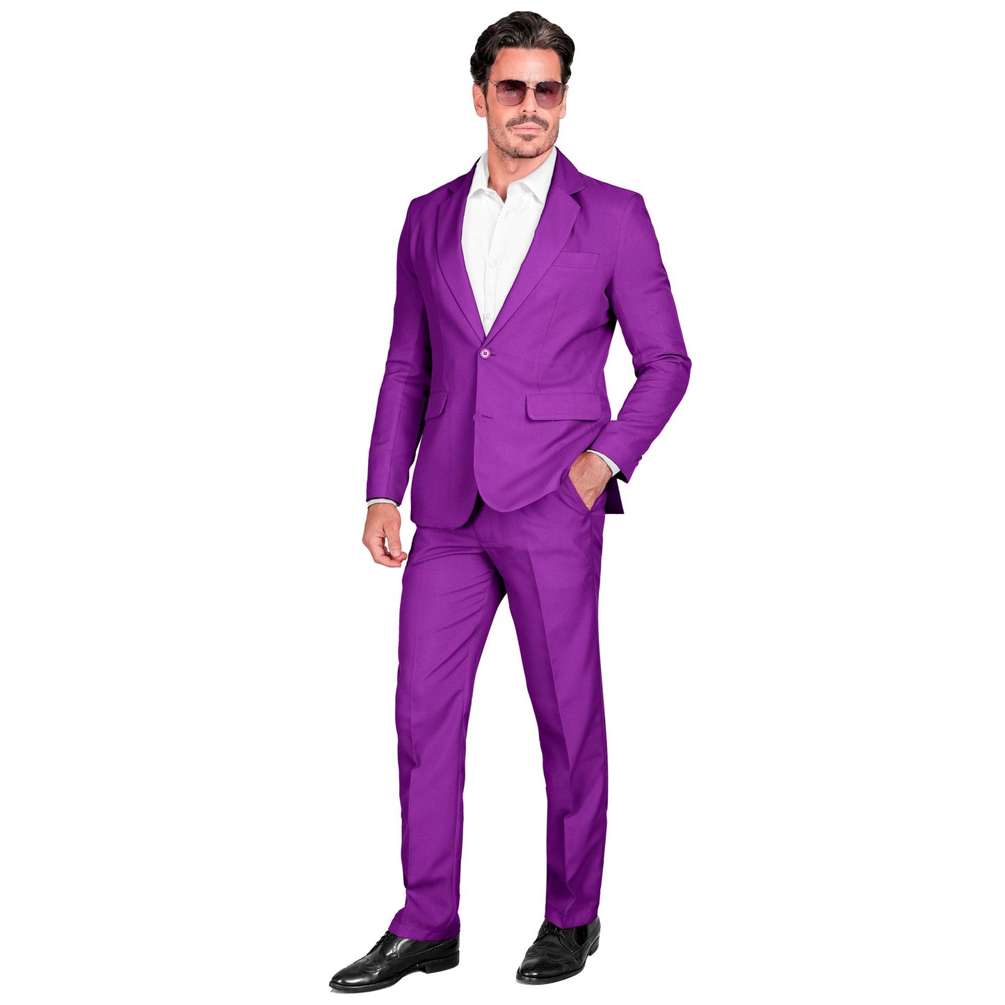 "VIOLETTER PARTY FASHION ANZUG" (Jackett, Hose) – Vorderansicht