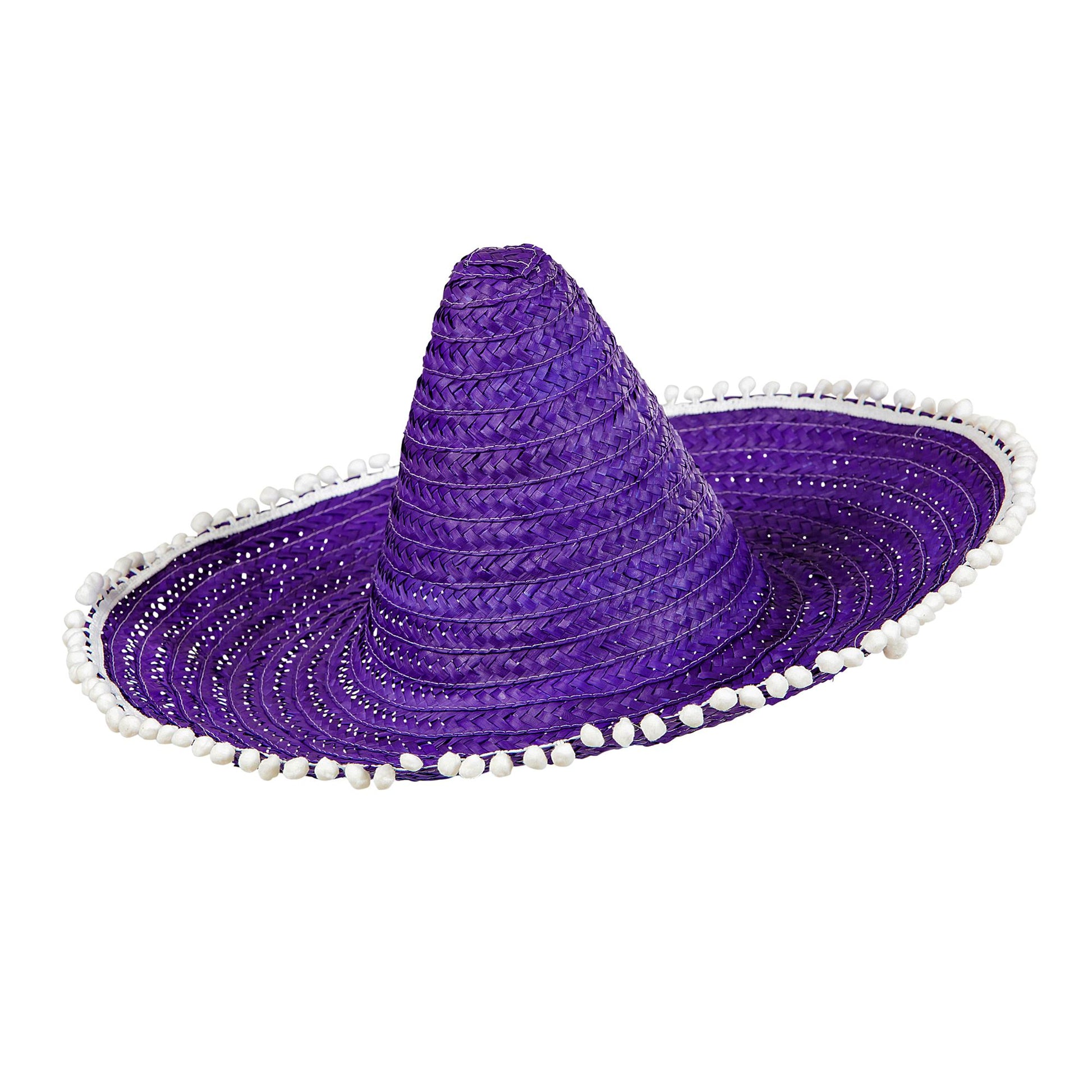 "VIOLETTER SOMBRERO MIT POM POMS" 50 cm – Vorderansicht