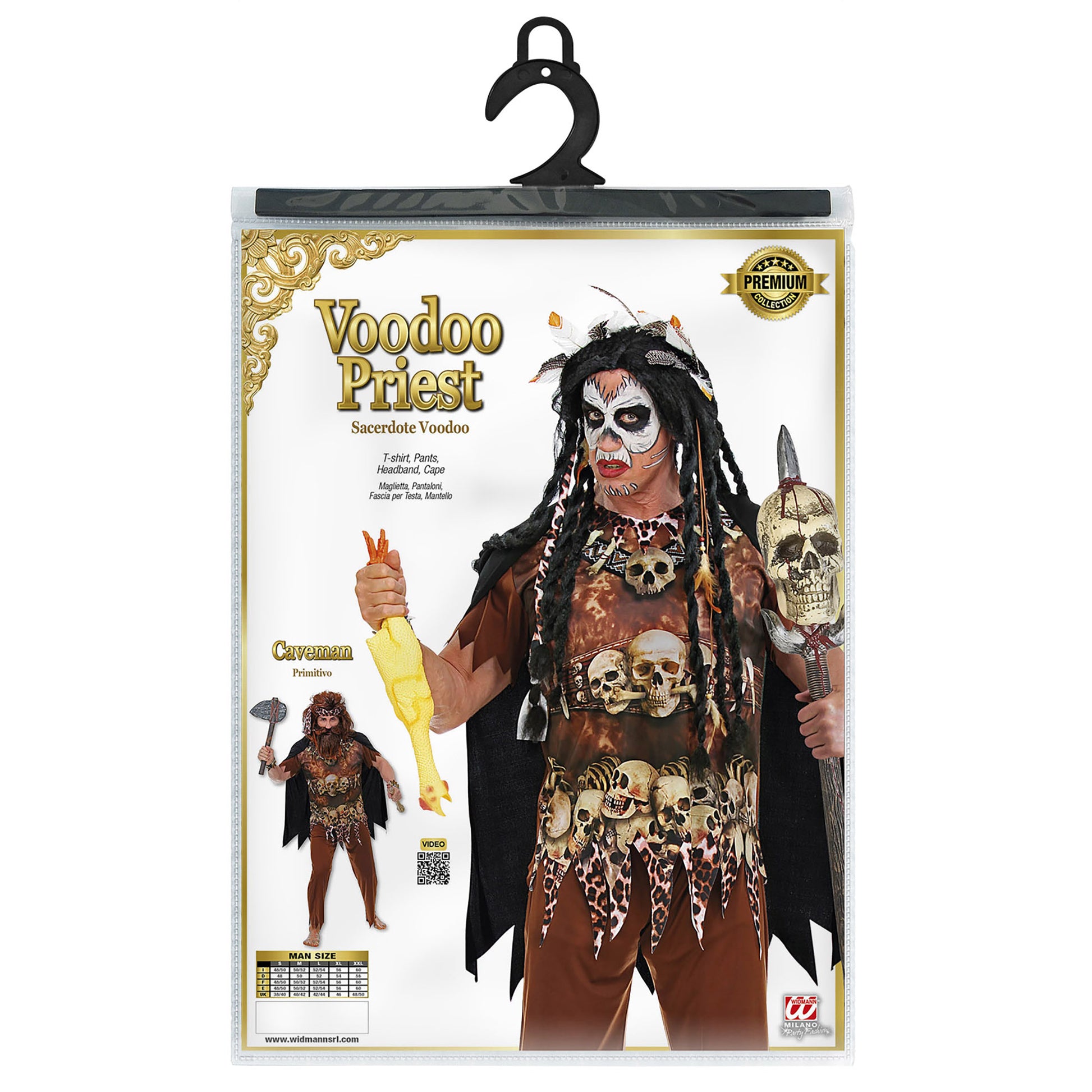 "VOODOO PRIESTER" (Oberteil, Hose, Sitrnband, Umhang) – Ansicht 3