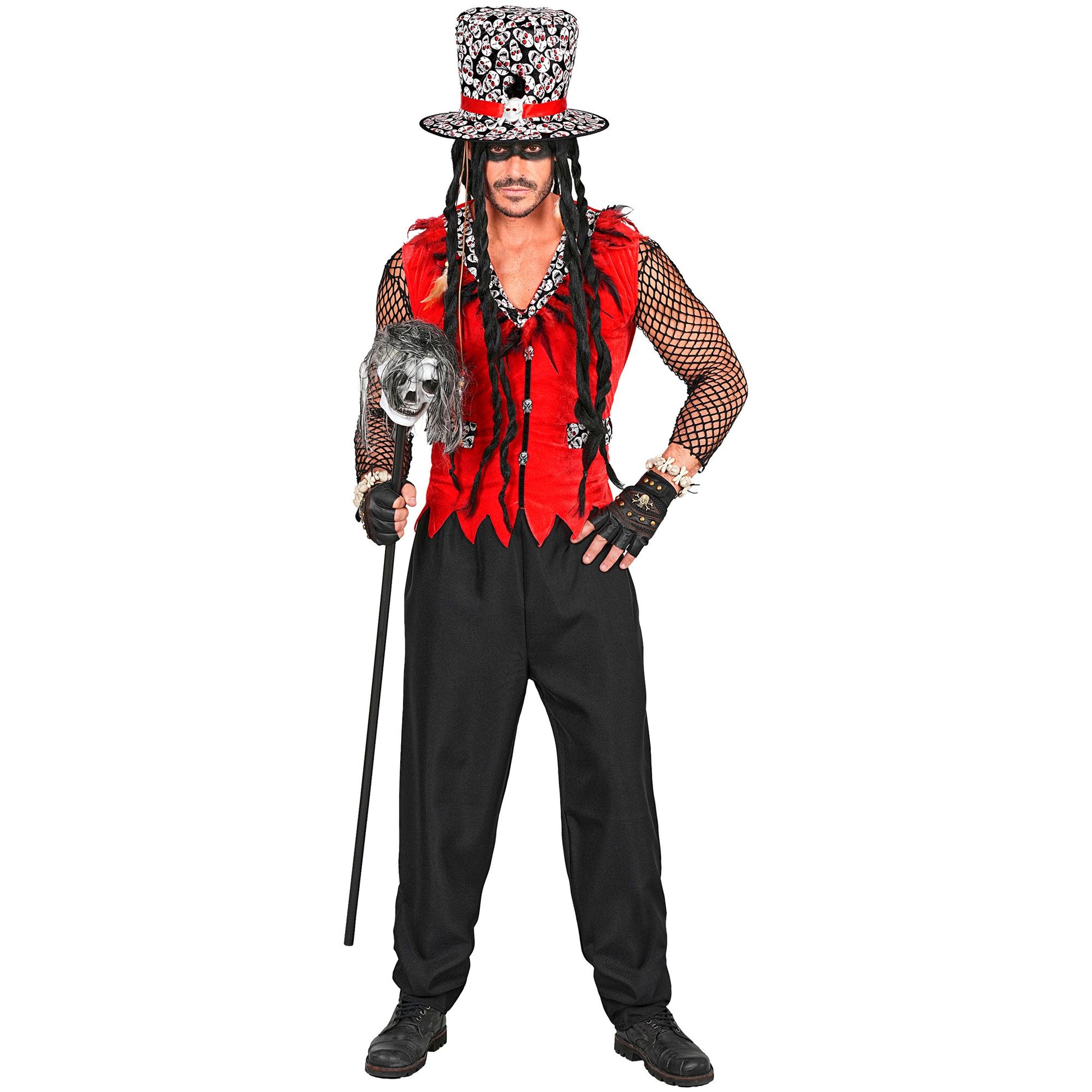 "VOODOO PRIESTER" (Weste, Hose, Hut) – Vorderansicht