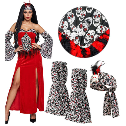 "VOODOO PRIESTERIN" (Kleid, Ärmel, Kopfbedeckung) – Detailansicht