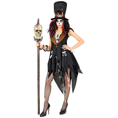 "VOODOO PRIESTERIN" (Kleid, Hut) – Vorderansicht