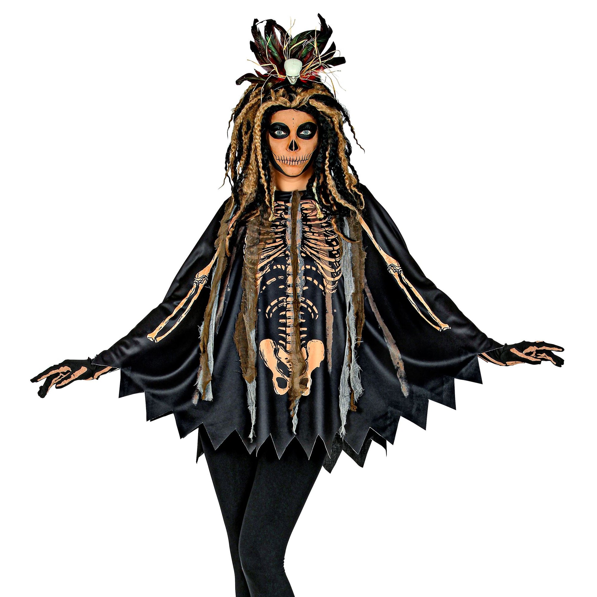 "VOODOO PRIESTERIN" (Poncho mit Kapuze) – Vorderansicht