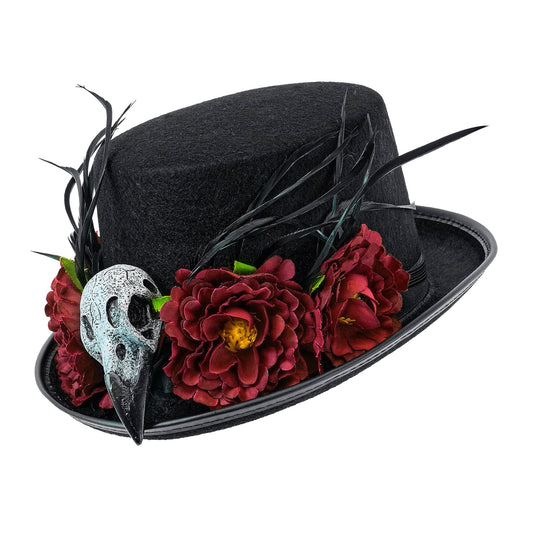 "VOODOO ZYLINDER MIT GEIERSCHÄDEL & BLUMEN" 12 cm – Vorderansicht