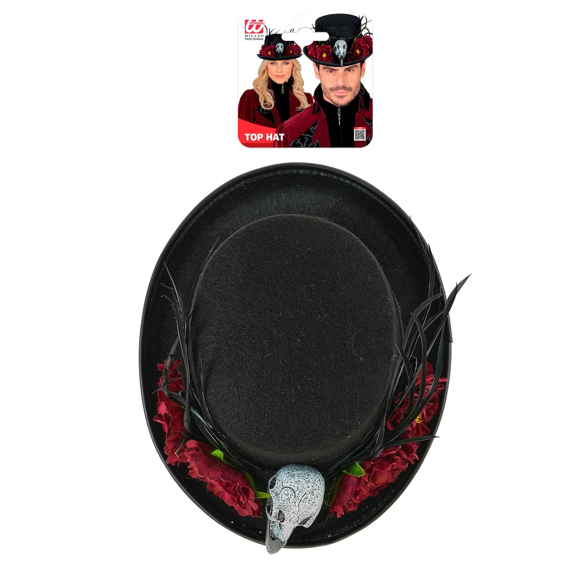 "VOODOO ZYLINDER MIT GEIERSCHÄDEL & BLUMEN" 12 cm – Detailansicht