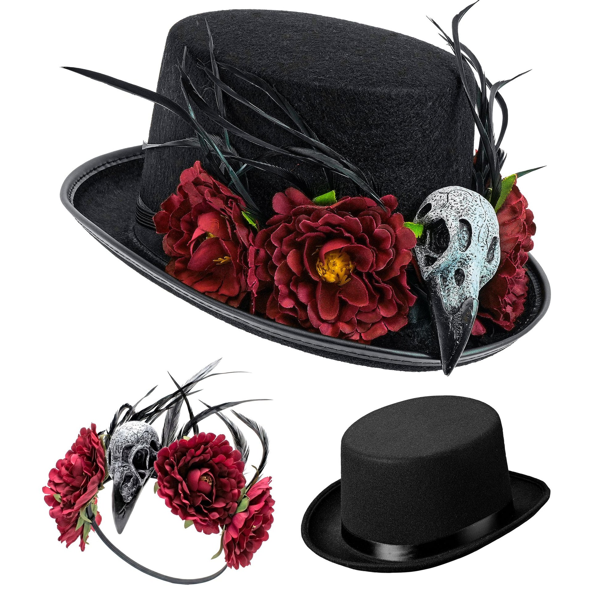"VOODOO ZYLINDER MIT GEIERSCHÄDEL & BLUMEN" 12 cm – Ansicht 3