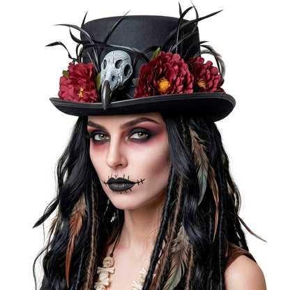 "VOODOO ZYLINDER MIT GEIERSCHÄDEL & BLUMEN" 12 cm – Ansicht 6