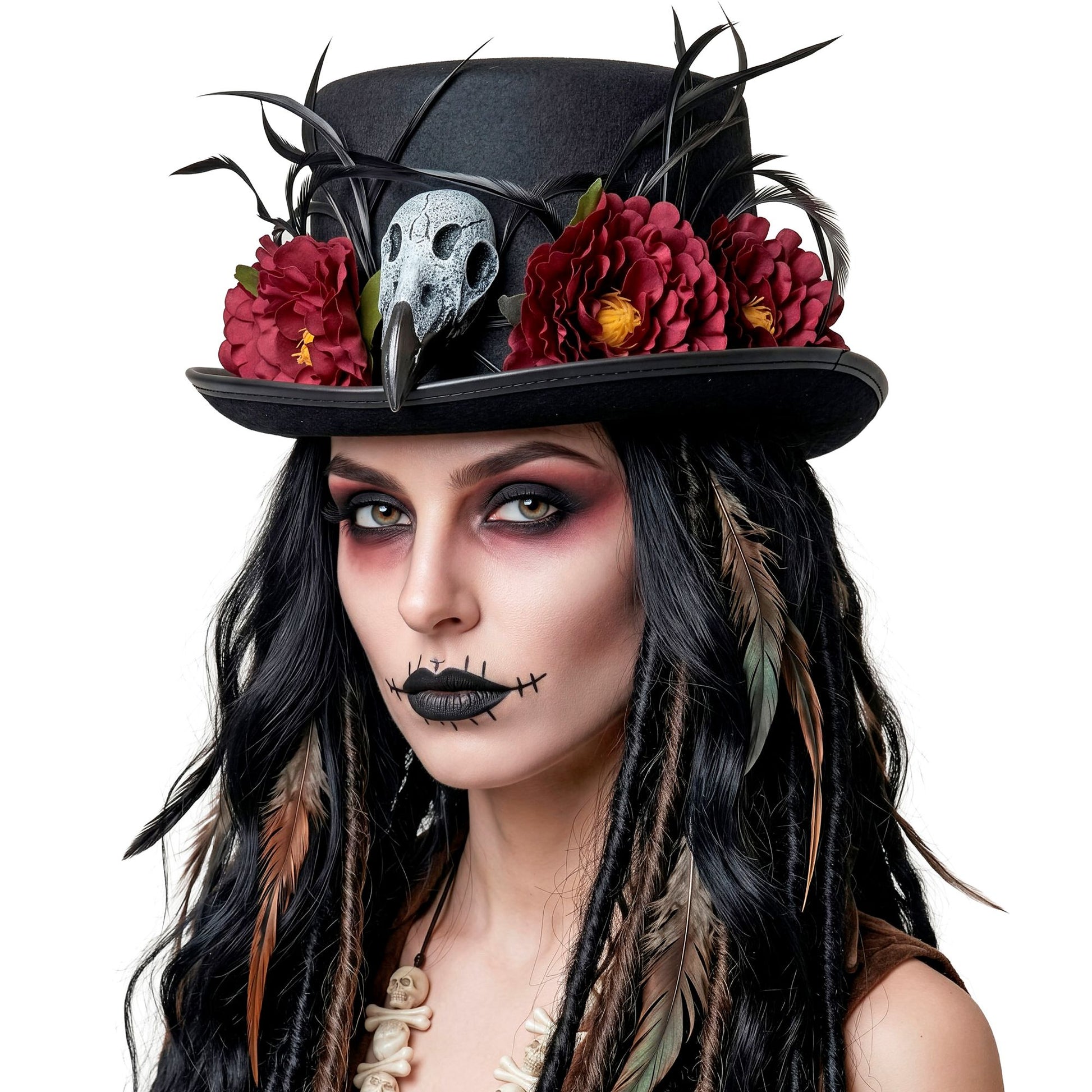 "VOODOO ZYLINDER MIT GEIERSCHÄDEL & BLUMEN" 12 cm – Ansicht 8