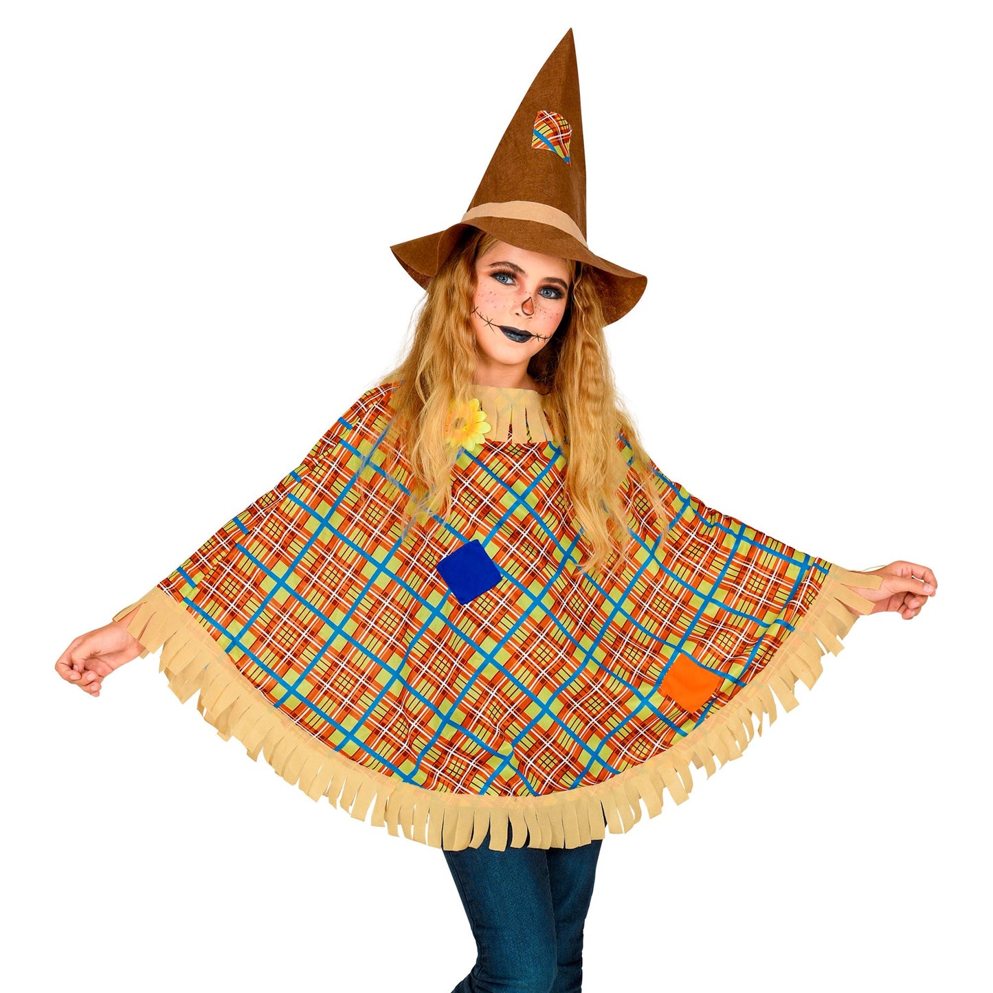 "VORGELSCHEUCHE" (Poncho, Hut) – Vorderansicht
