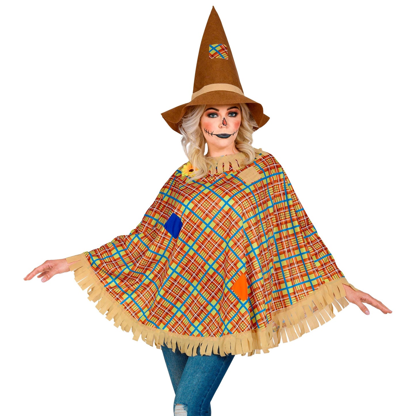 "VORGELSCHEUCHE" (Poncho, Hut) – Vorderansicht
