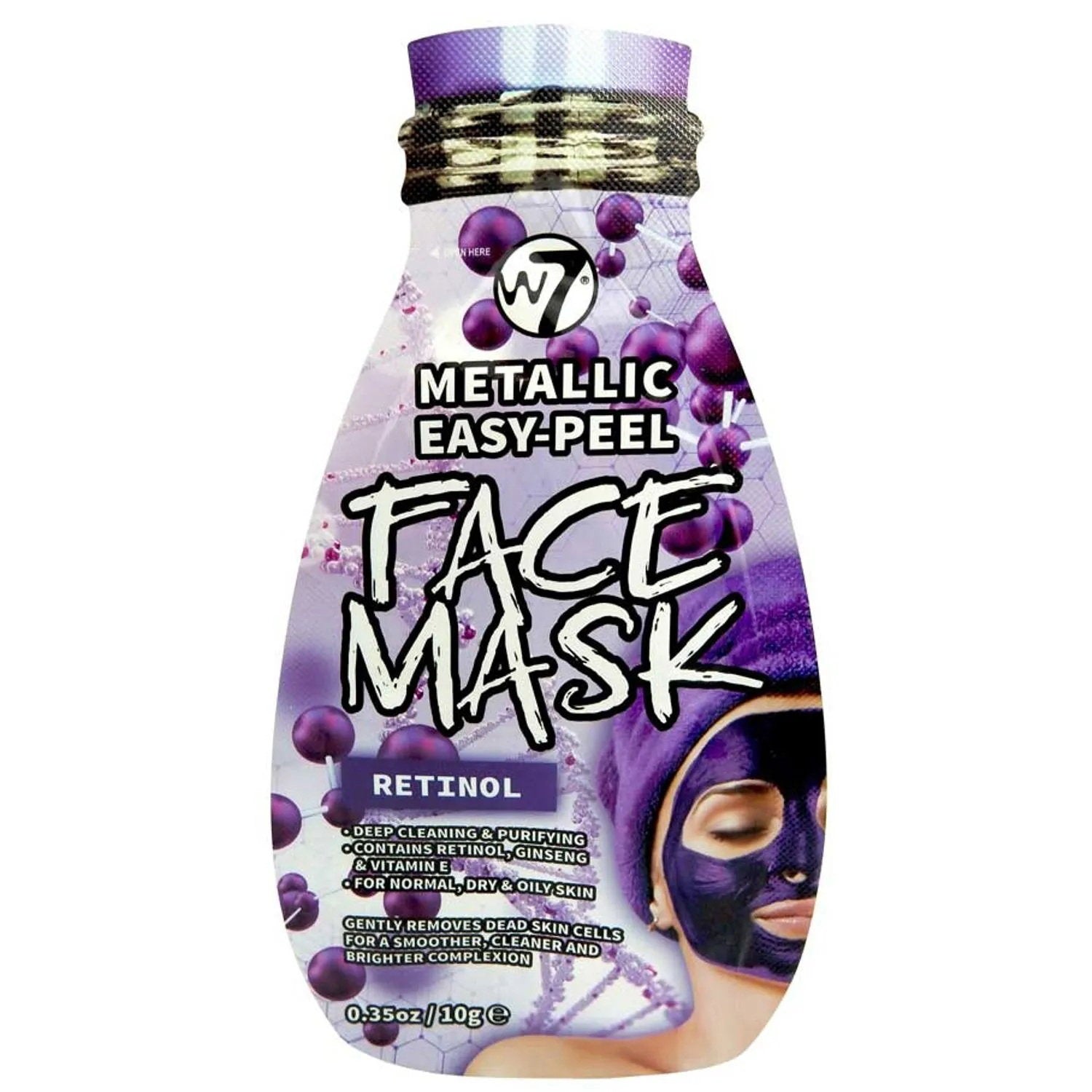W7 W7, Metallic Easy-Peel Retinol, Peel-Off-Maske, Gesicht, 10 g Regular