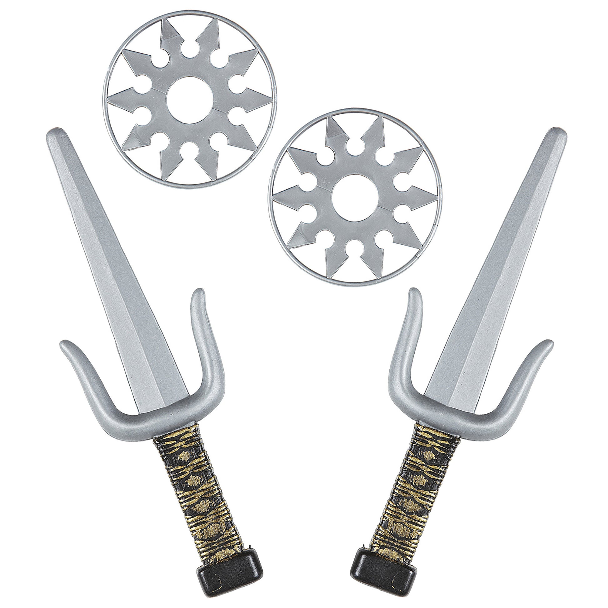 "WAFFENSET NINJA" (2 Sai und 2 Shuriken) – Vorderansicht