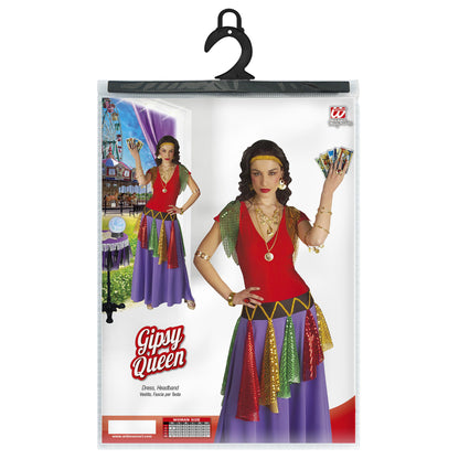"WAHRSAGER KÖNIGIN" (Stretchkleid, Stirnband) – Detailansicht