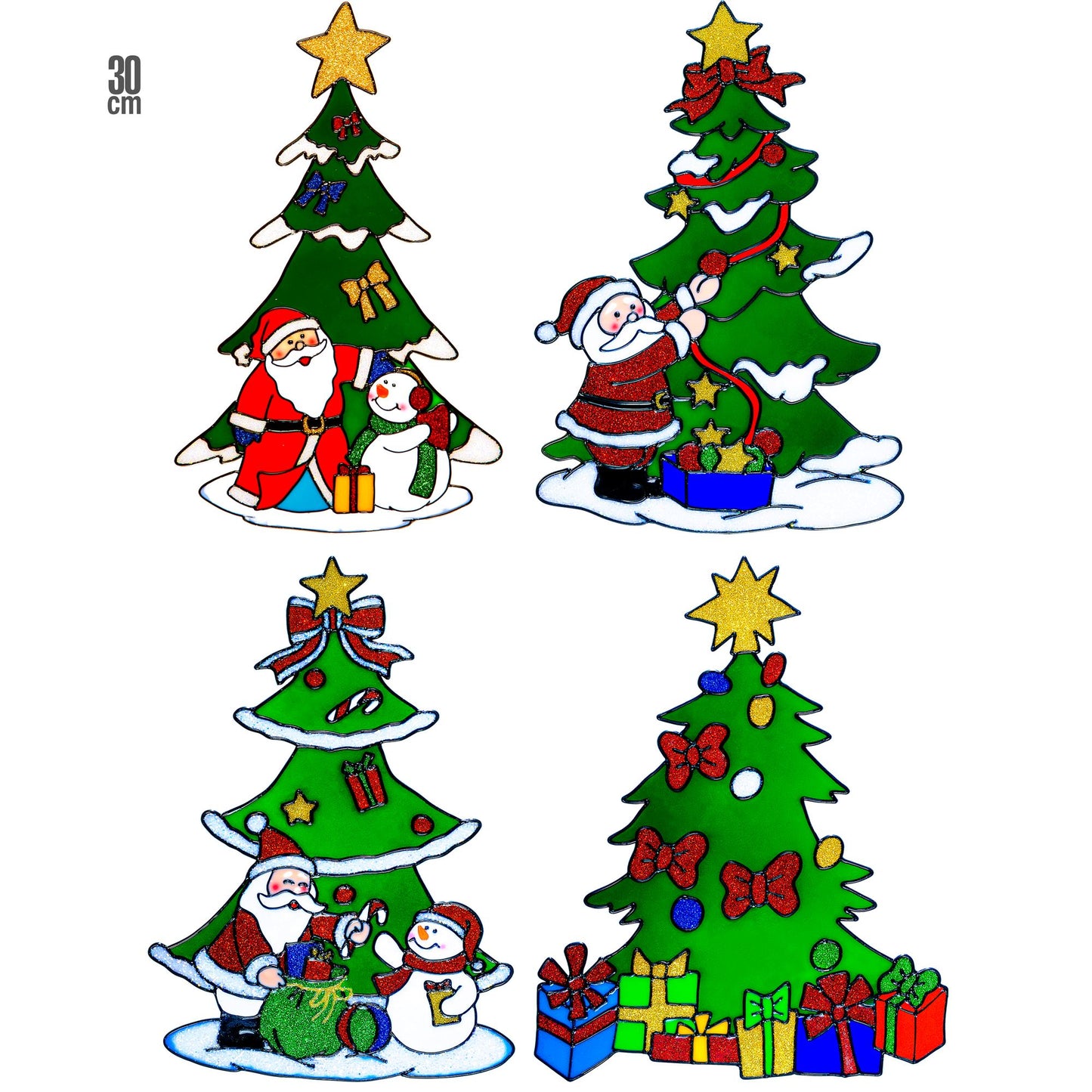 "WEIHNACHTSBAUM FENSTERBILDER" sort. In 4 Modellen - 30 cm – Vorderansicht