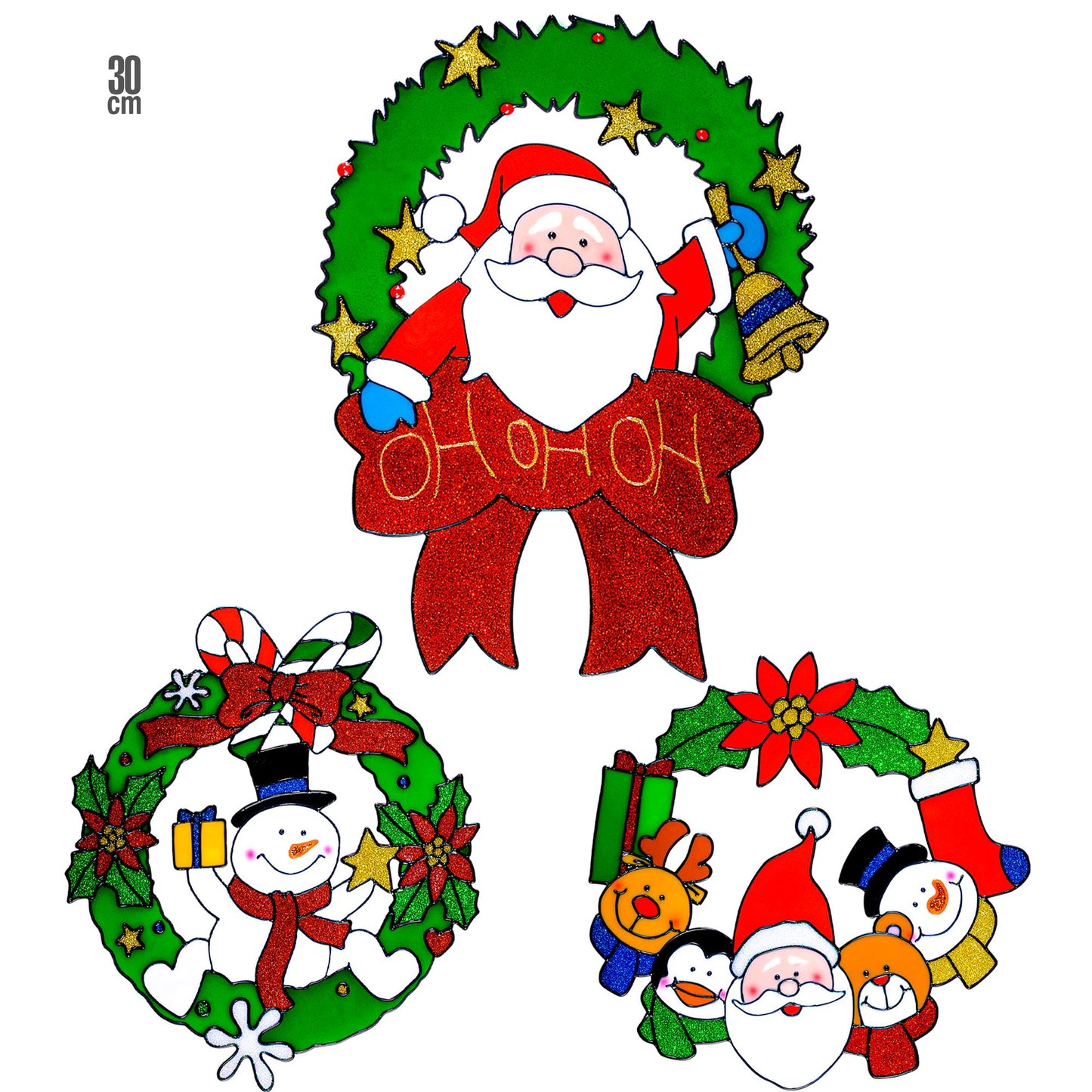 "WEIHNACHTSKRANZ FENSTERBILDER" sort. In 3 Modellen - 30 cm – Vorderansicht