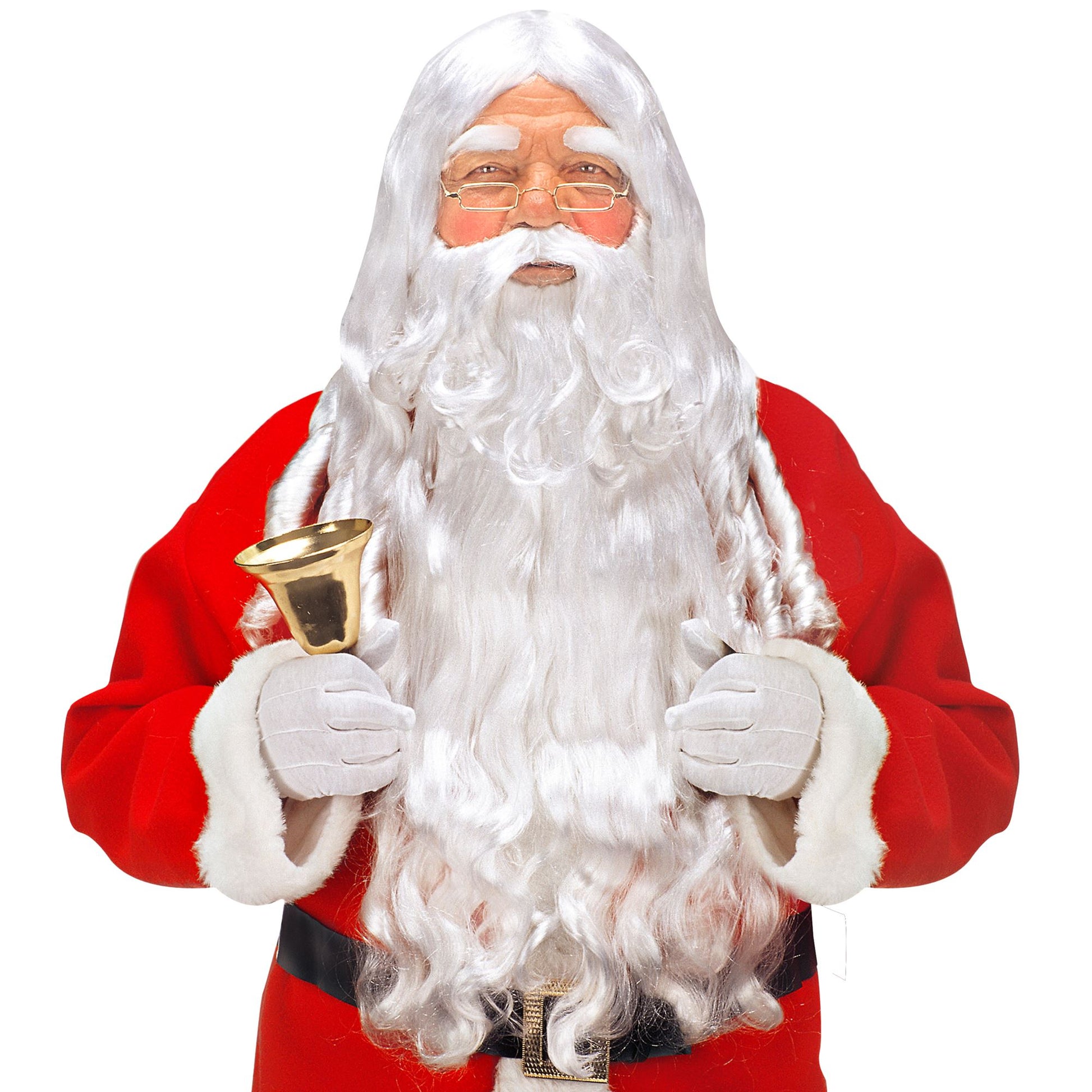 "WEIHNACHTSMANN" in Box - (Perücke mit Locken, Bart mit Schnurrbart, Augenbrauen) – Vorderansicht