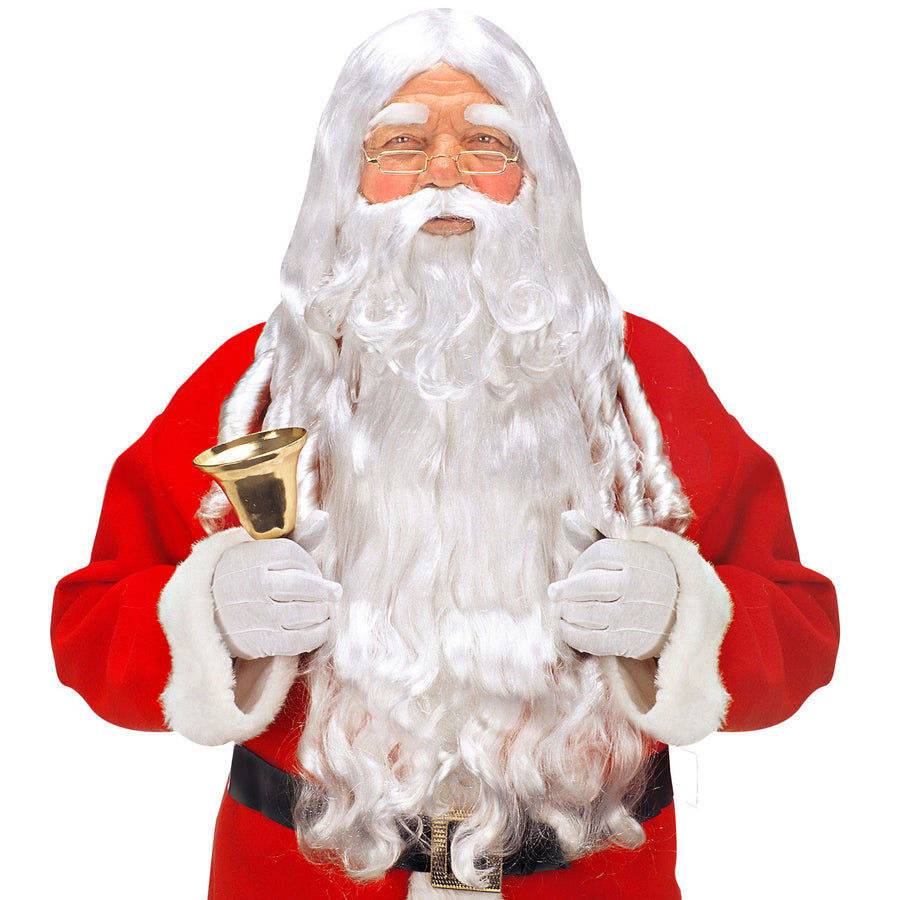 "WEIHNACHTSMANN" in Box - (Perücke mit Locken, Bart mit Schnurrbart, Augenbrauen) – Vorderansicht