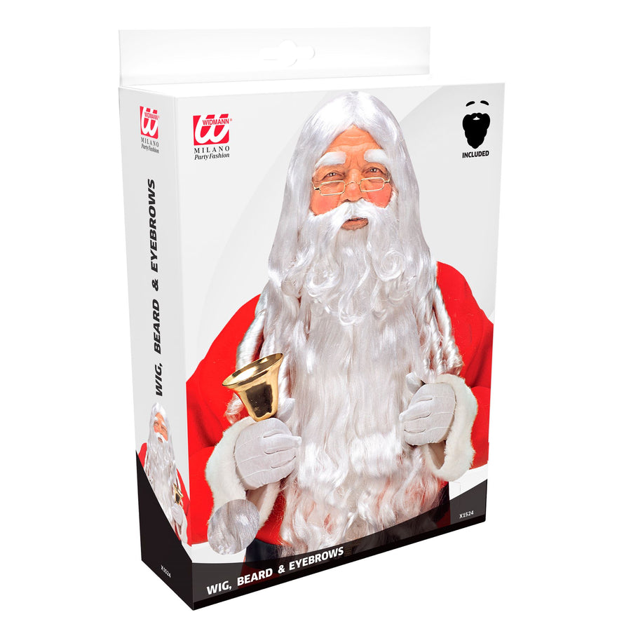 "WEIHNACHTSMANN" in Box - (Perücke mit Locken, Bart mit Schnurrbart, Augenbrauen) – Detailansicht