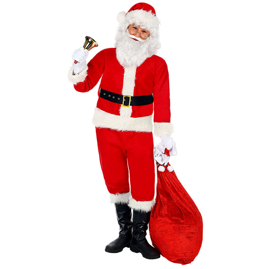 "WEIHNACHTSMANN" (Mantel, Hose, Gürtel, Stiefelüberzieher, Mütze, Handschuhe) – Vorderansicht