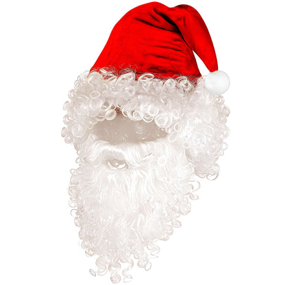 "WEIHNACHTSMANN MÜTZE MIT HAAREN, BART & AUGENBRAUEN" in Polybag – Vorderansicht