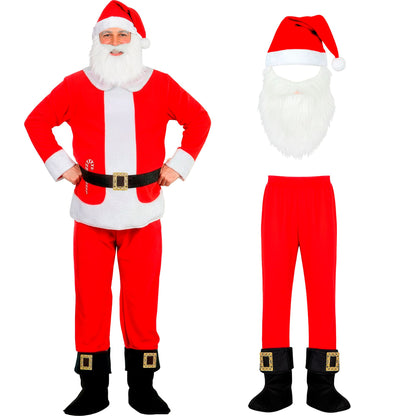 "WEIHNACHTSMANN" (Oberteil mit wattiertem Bauch, Hose mit Schuhüberziehern, Mütze mit Bart) – Ansicht 3