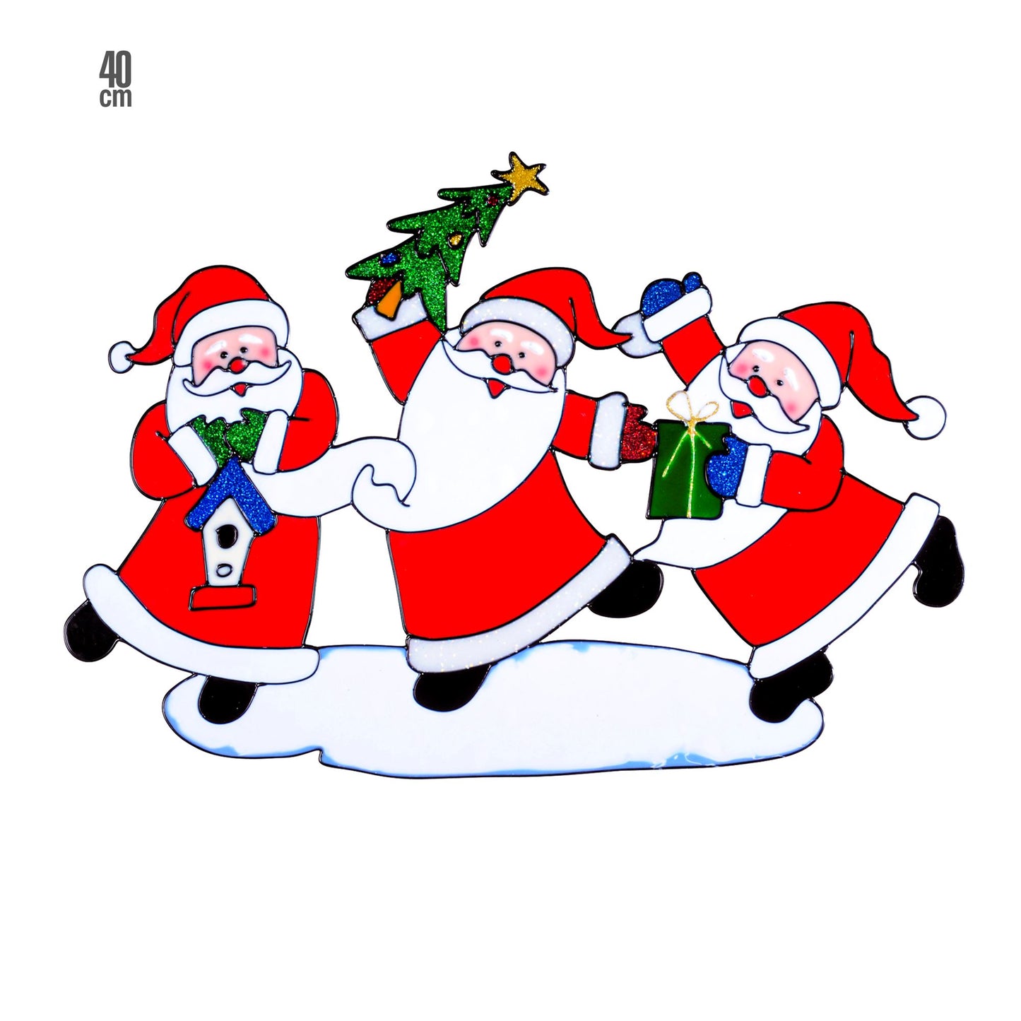 "WEIHNACHTSMANN TRIO FENSTERBILD" 40 cm – Vorderansicht