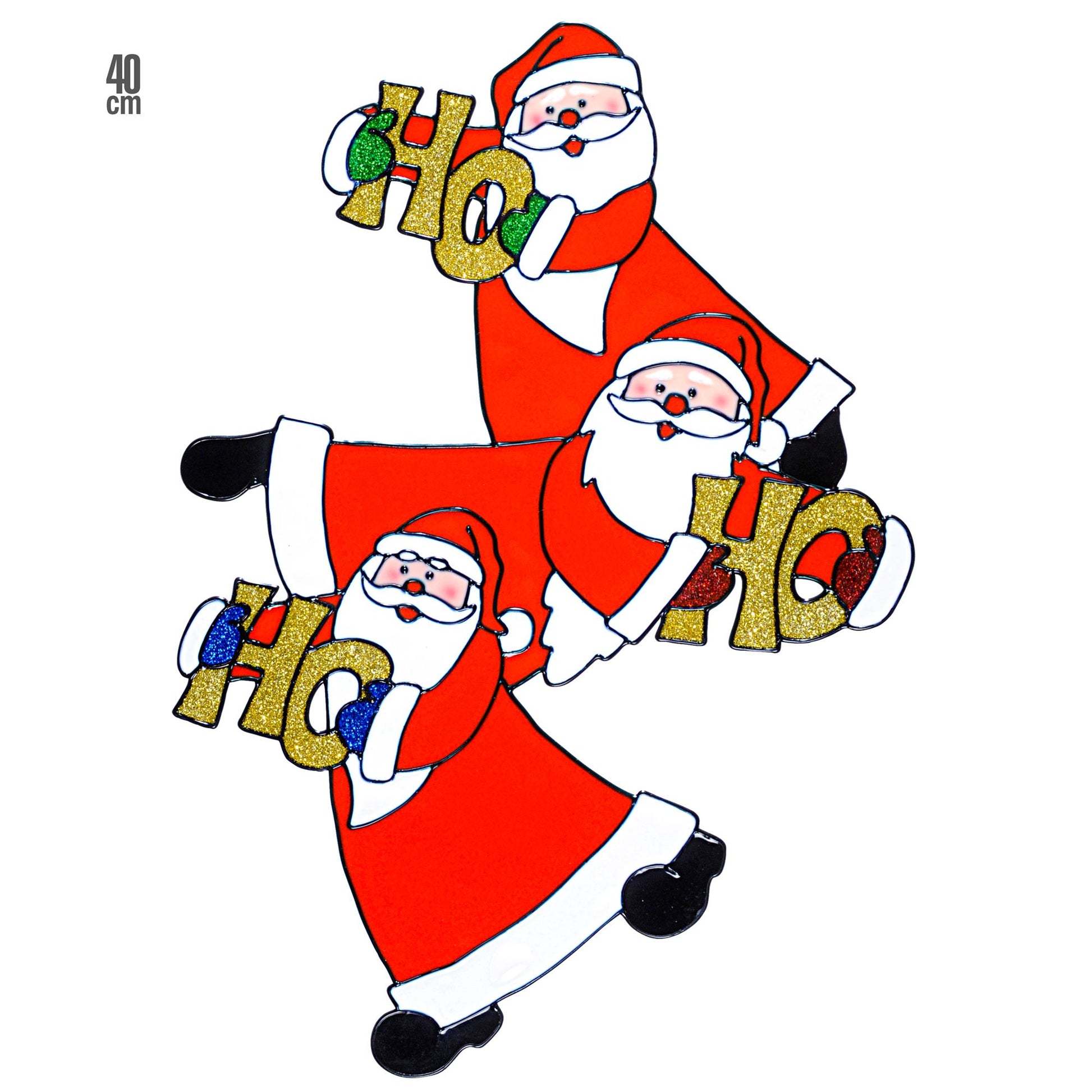 "WEIHNACHTSMANN TRIO FENSTERBILD" 40 cm – Vorderansicht