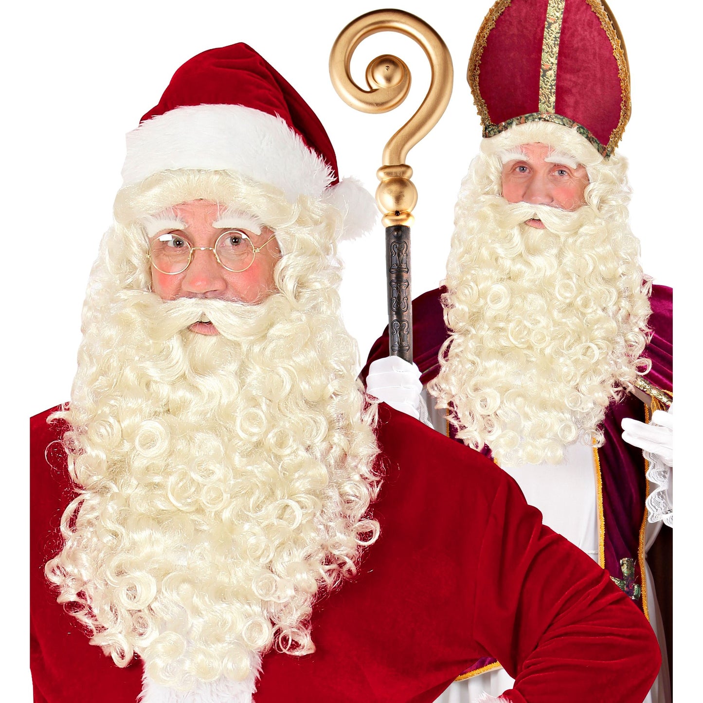 "WEIHNACHTSMANN UND ST. NIKOLAUS PERÜCKE MIT BART, SCHNURRBART & AUGENBRAUEN" in Box – Vorderansicht