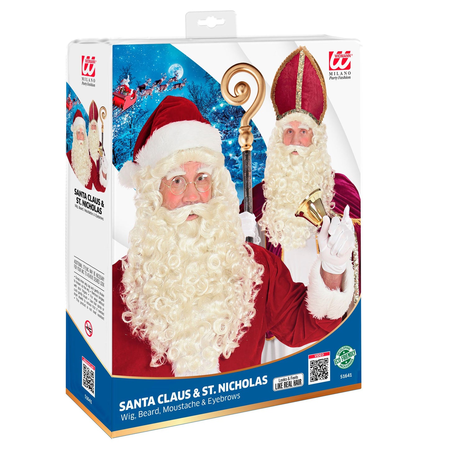 "WEIHNACHTSMANN UND ST. NIKOLAUS PERÜCKE MIT BART, SCHNURRBART & AUGENBRAUEN" in Box – Detailansicht