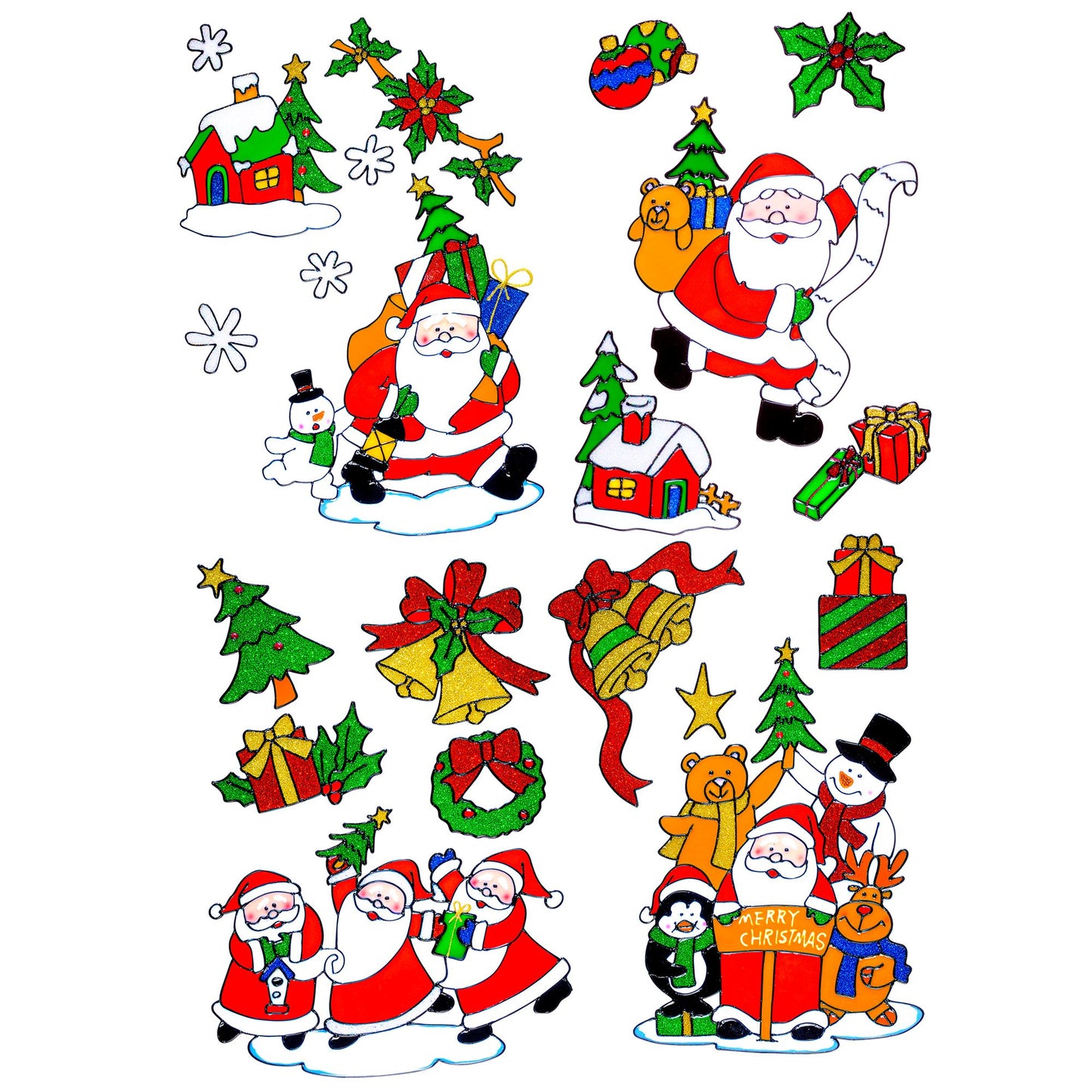 "WEIHNACHTSMANNMOTIV FENSTERBILDER" - sort. In 4 Modellen – Vorderansicht
