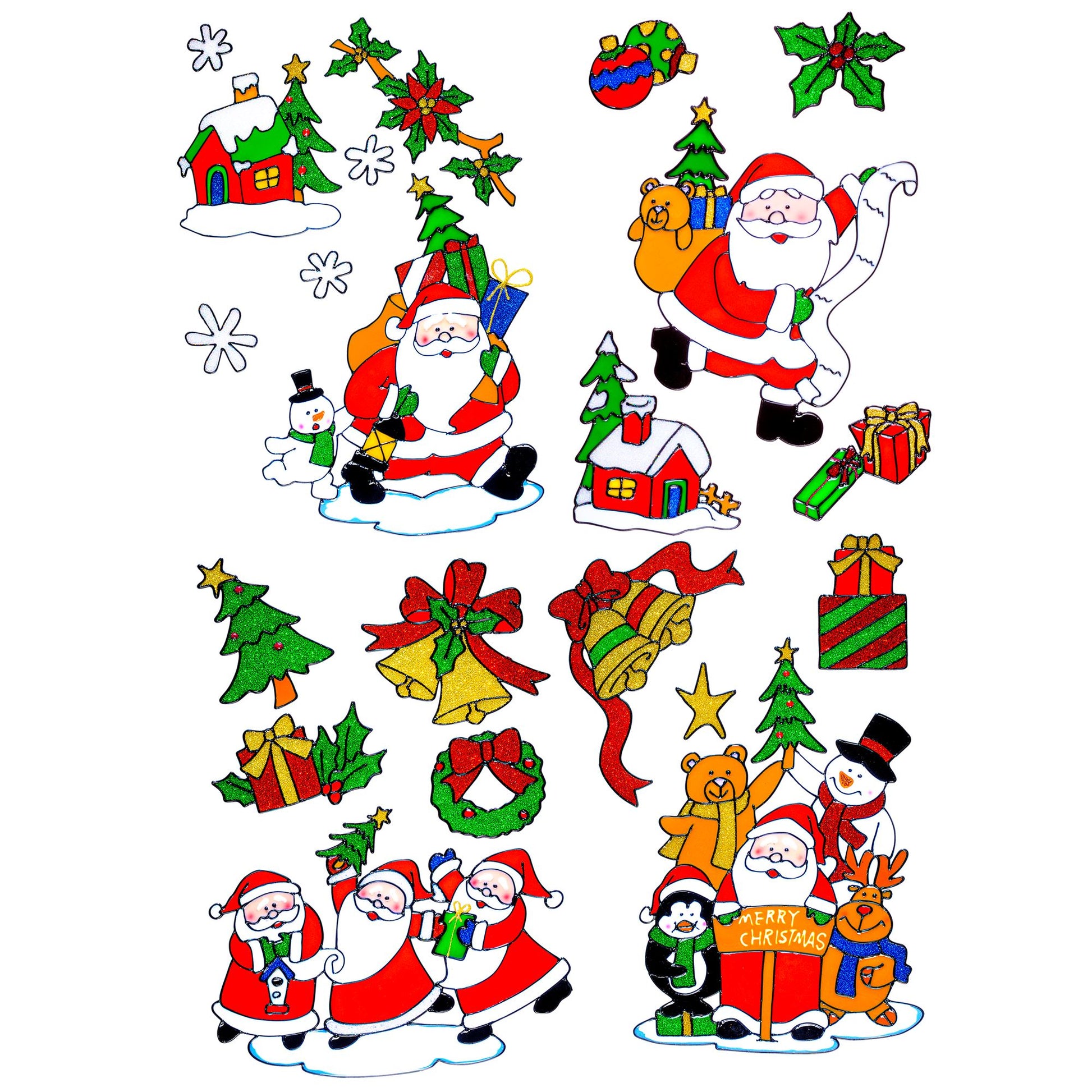 "WEIHNACHTSMANNMOTIV FENSTERBILDER" - sort. In 4 Modellen – Vorderansicht