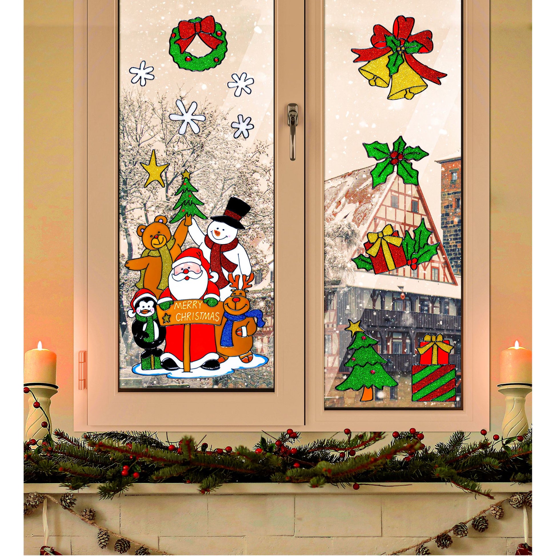 "WEIHNACHTSMANNMOTIV FENSTERBILDER" - sort. In 4 Modellen – Detailansicht