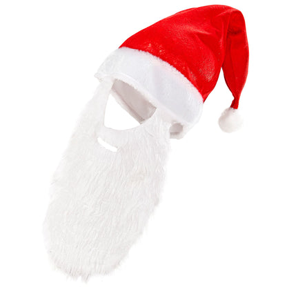 "WEIHNACHTSMANNMÜTZE MIT BART" aus Plüsch – Vorderansicht