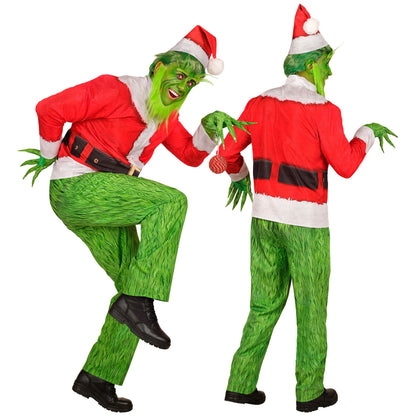 "WEIHNACHTSMONSTER FAST COSTUME" (Oberteil, Hose, Mütze, Handschuhe, Bart, Augenbrauen) – Detailansicht